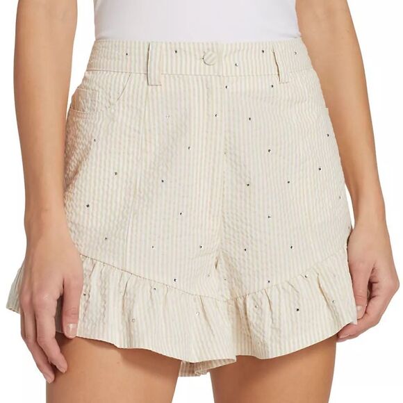 Cinq à Sept NWT RHINESTONE DITSY NEEMA SHORT In White/Plaster Size 2 - Picture 4 of 13